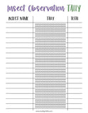 Insect Observation Journal, Bingo & Tally Card - An Off Grid Life