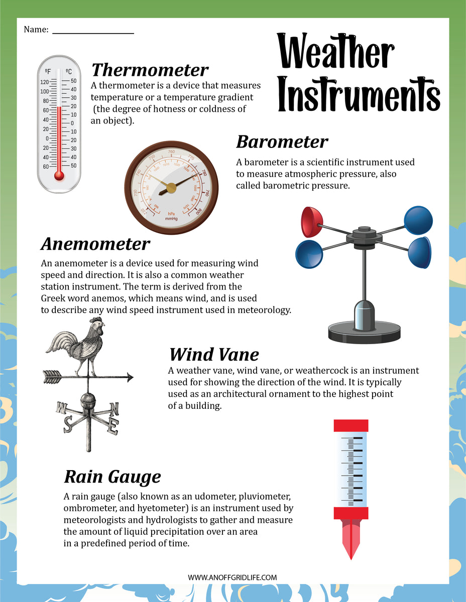 Weather Instrument Activity Pack – An Off Grid Life