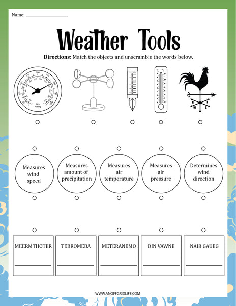 Weather Instrument Activity Pack – An Off Grid Life